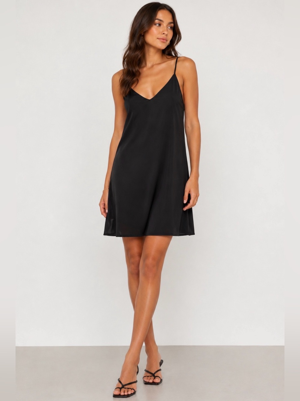 NWT Black Slip Dress Mini Cami Dress Adjustable Straps Size 4